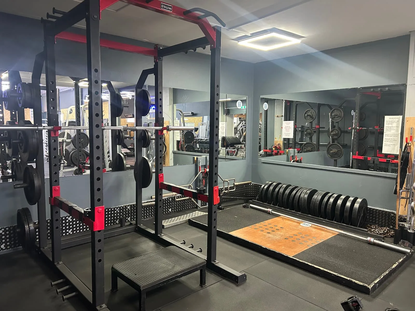 Squat rack in the Gym 55 free weights area